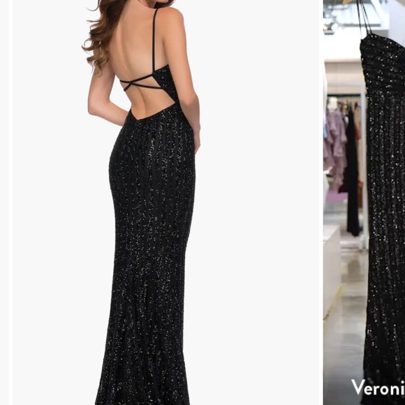 La Femme striped pattern sequin evening gown - Picture 5 of 6